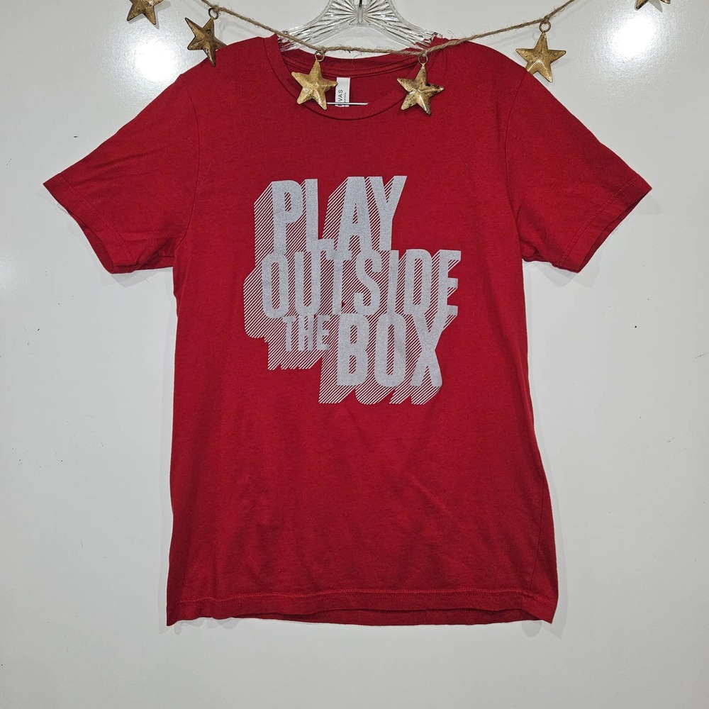 Play Outside The Box Red White Tshirt Playersboxdotorg 100% Cotton Size Medium